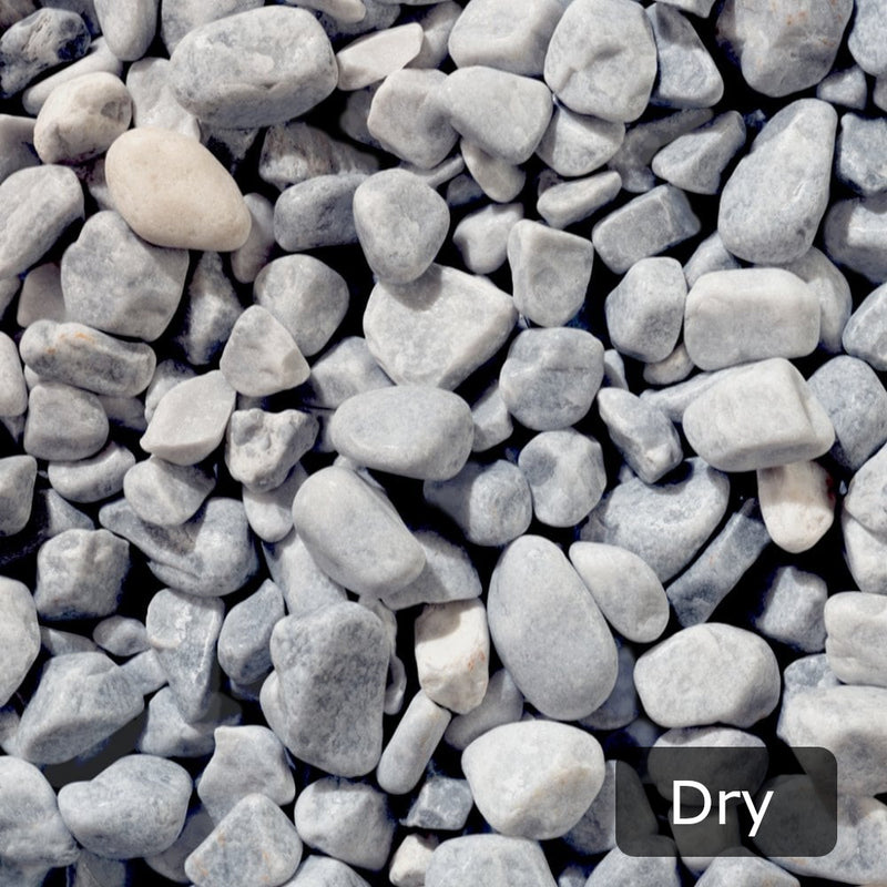 An image showing Ice Blue Pebble Stone Aggregate Gravel when they are dry.