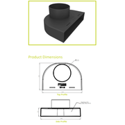 An image of an Inline Slate Vent Adapter information and dimensions