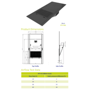 An image of a Timloc Inline Slate Vent information sheet with product dimensions and Airflow Test Data.