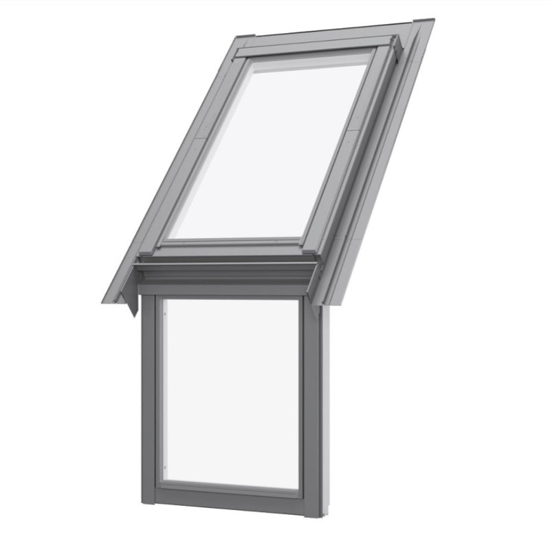 An image showing a Dakea Slate Flashing For Vertical Fixed Roof Windows - KSN. The image shows what it looks like when installed onto a roof window.