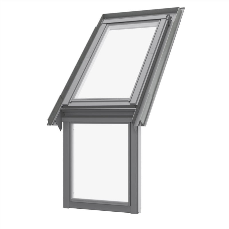 An image showing a Dakea Universal Flashing For Vertical Fixed Roof Windows - KUN when installed on a roof window.