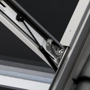 An image showing a close up on the secure hinges of a Dakea SMOKE VENT ENERGY Roof Window - KAS B1010
