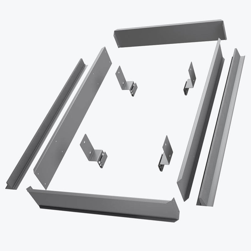 An image showing a Dakea SMOKE VENT ENERGY Roof Window KWU and what each part looks like when not fixed together