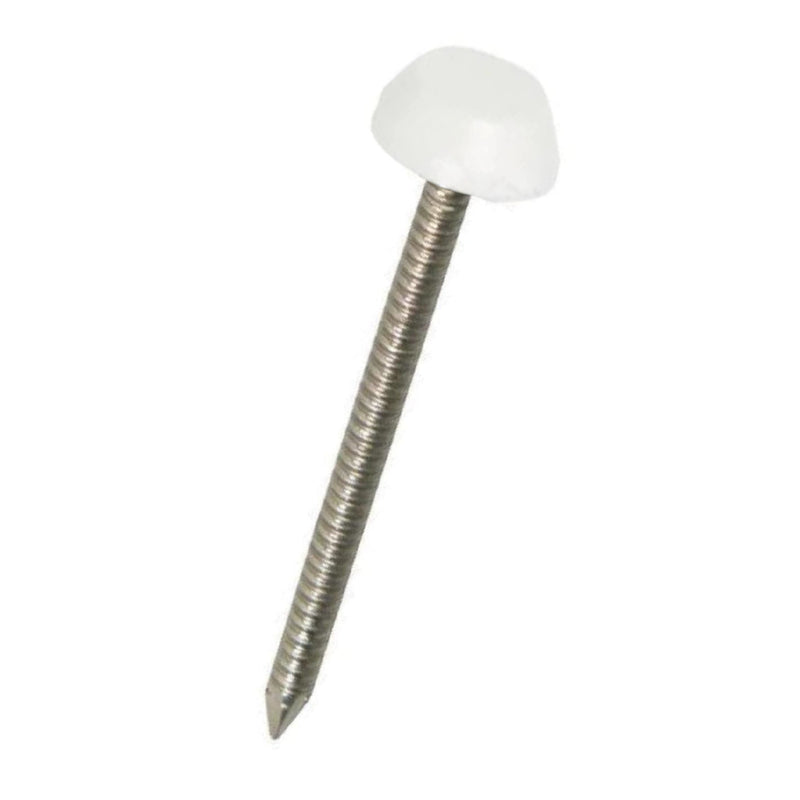 An image of a Kalsi Polytop Fascia Nail in White that are 50mm or 65mm long.