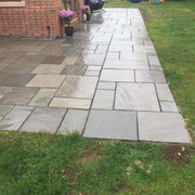 An image of Kandla Grey Indian Sandstone Paving laid out to show what it looks like.