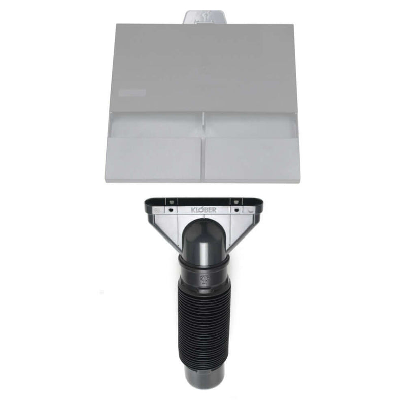 An image of the Klober Plain Tile Vent Adaptor & 100mm Flexi Pipe and adaptor and where it fits to a tile vent