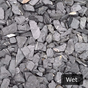 An image showing Lakeland Blue Slate Aggregate Chippings when Wet