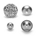 An image of the different styles of Lead Dots. Helmet in Small, Medium and Large,, Golf Ball and Rose Motif..