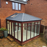 An Edwardian Conservatory with Lightweight Metal Roof Shingles in Titanium Grey