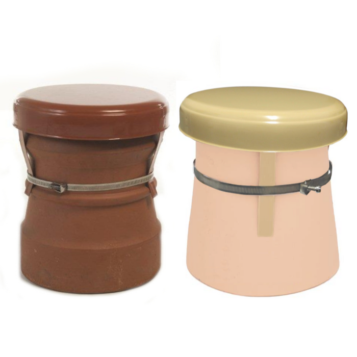 An image of both of the MAD Capping Cowls to show the colours of Terracotta and Buff