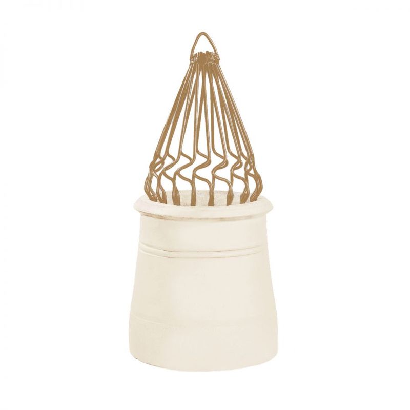 An image of a sprung bird guard in Buff by MAD Cowls fitted into a chiney pot to show how they look when fitted.