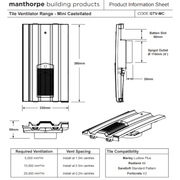 An image of the dimensions of a Manthorpe Mini Castellated Tile Vent.
