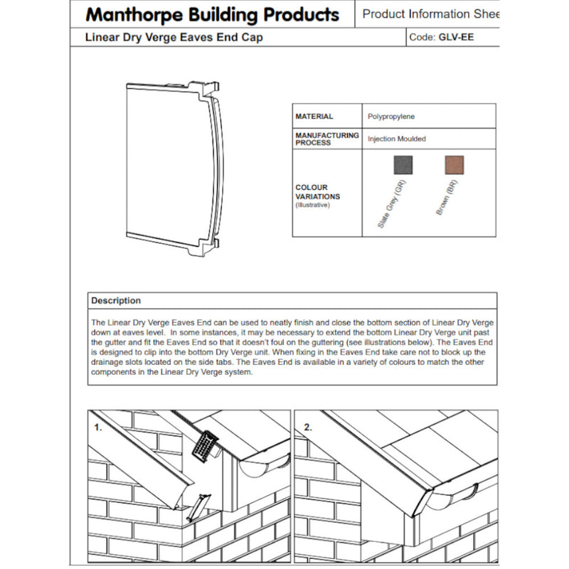 An image of the instructions for Manthorpe Linear Dry Verge Eaves End Closures