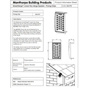 An image of a Manthorpe SmartVerge Linear Dry Verge System Fixing Clip information sheet.
