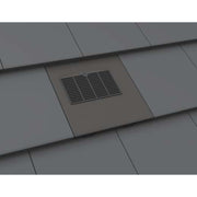 An image of Manthorpe Thin Leading Edge Vent in Slate grey on a roof to show the finish.