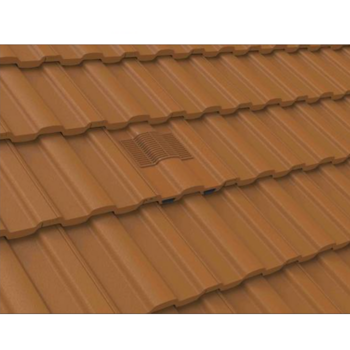 An image of Manthorpe Castellated Tile Vent in Terracotta on a roof to show the finish.