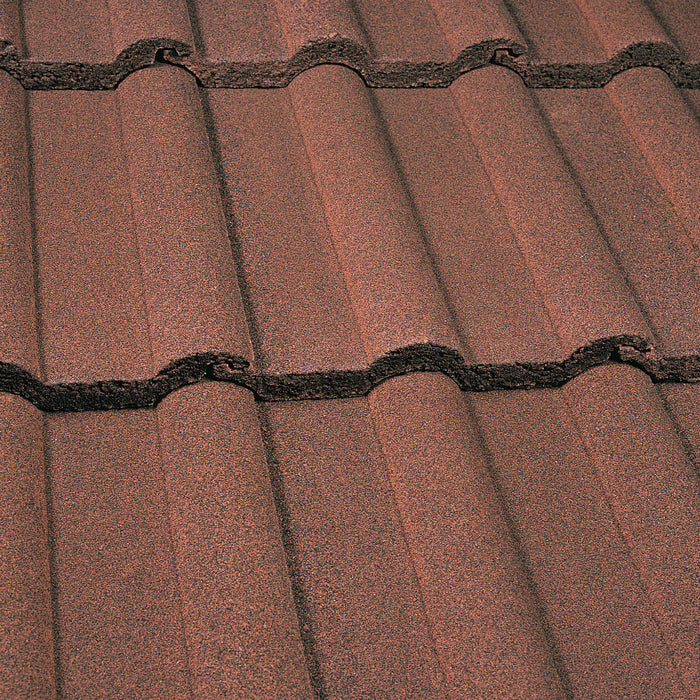 An image of Marley Double Roman Interlocking Tiles in Antique Brown.