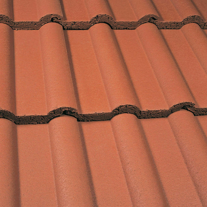 An image of Marley Double Roman Interlocking Tiles in Mosborough Red.