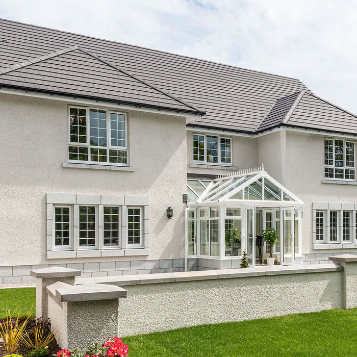 An image of a roof fitted with Marley Edgemere Interlocking Slates to show what it looks like.