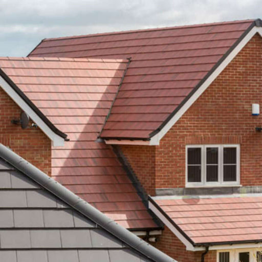 An image of a roof fitted with Marley Edgemere Interlocking Slates to show what it looks like.