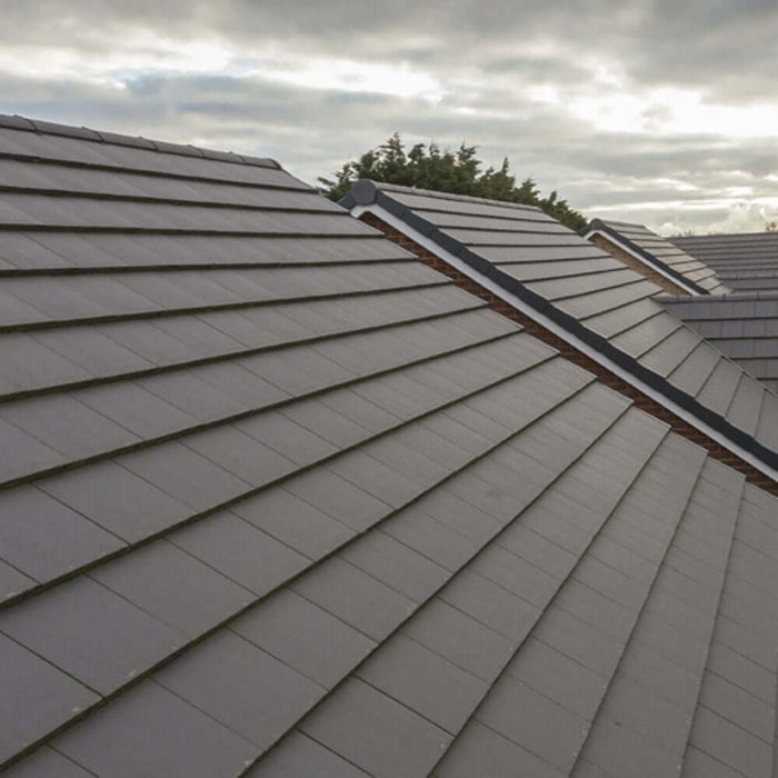 An image of a roof fitted with Marley Modern Interlocking Tiles to show what they look like.