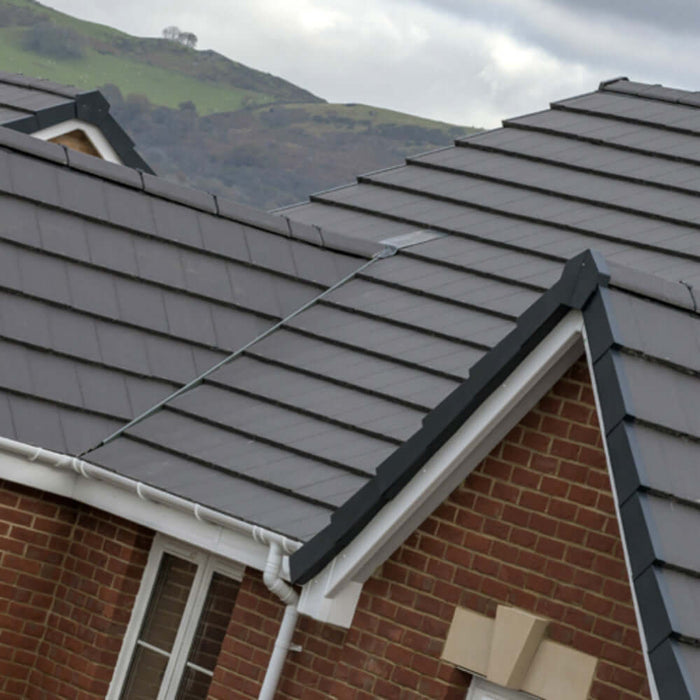 An image of a roof fitted with Marley Modern Interlocking Tiles to show what they look like.