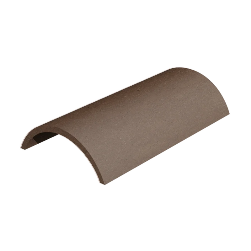 An image showing a Marley Modern Segmental Ridge Tile in Smooth Brown