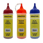An image showing the colours  the ARMATOOL line Chalk refill can be supplied in. Blue Orange and Red.