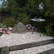 An aggregate image of Multi Mix gravel stones laid into a garden to show what they look like when dry