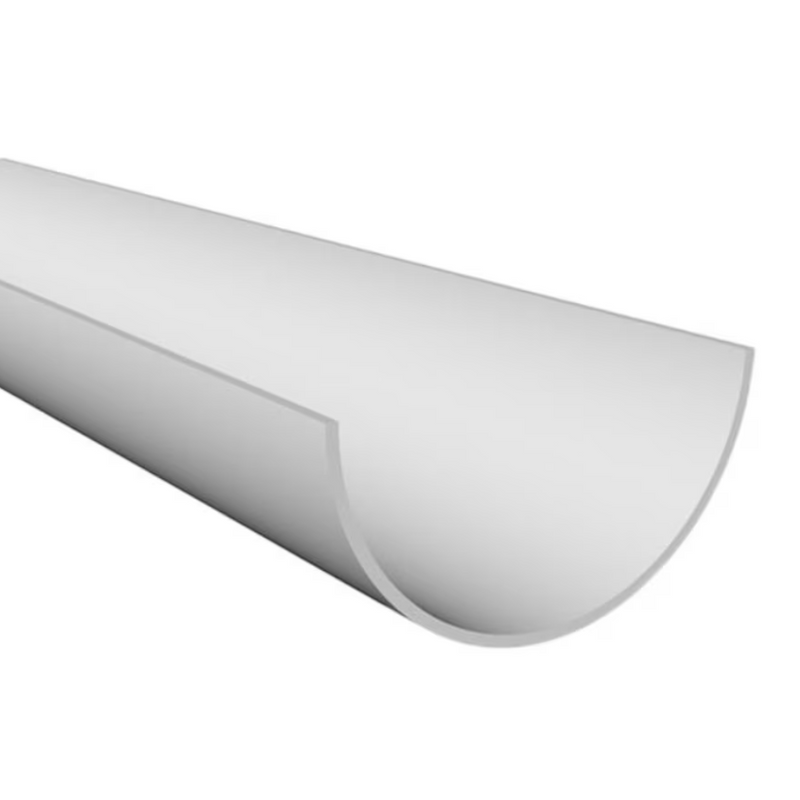 An image of a White Freefoam Freeflow 112mm Half Round Style Plastic Guttering in 4m Lengths by NBP