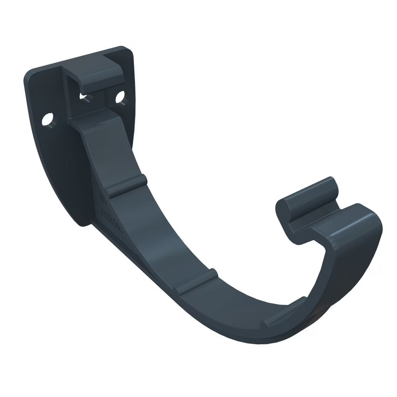 An image showing a Anthracite Grey Freefoam Freeflow 112mm Half Round Gutter Bracket.