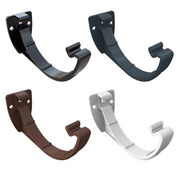 An image showing the different colours of Freefoam Freeflow 112mm Half Round Gutter Brackets.