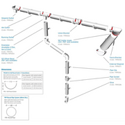 An image showing all of the different parts that make up a Freefoam Freeflow 112mm Half Round Guttering System.