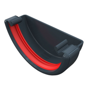 An image of a Anthracite Grey Freefoam Freeflow 112mm Half Round Gutter External Stop End by NBP