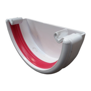 An image of a White Freefoam Freeflow 112mm Half Round Gutter External Stop End by NBP