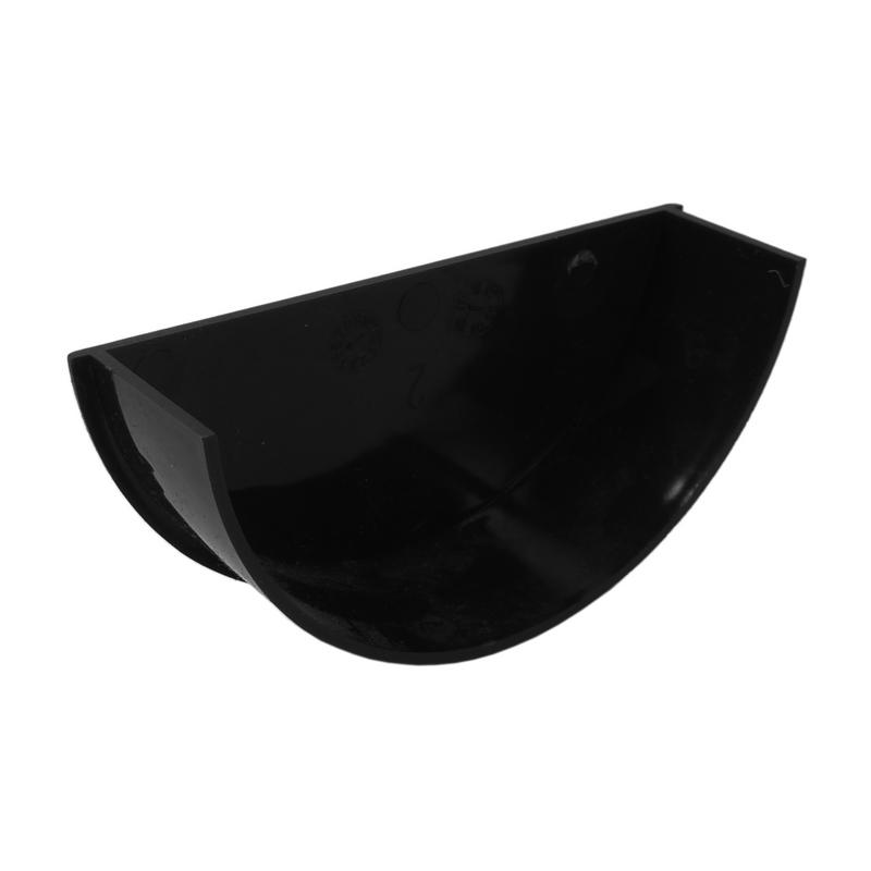 An image of a Black Freefoam Freeflow 112mm Half Round Gutter Internal Stop End by NBP 