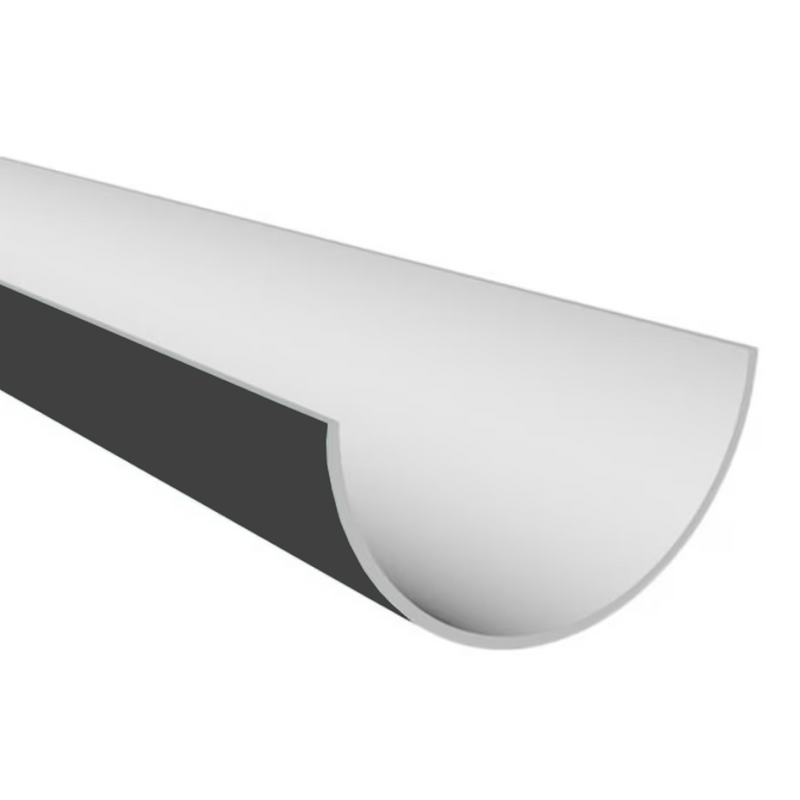 An image of an Anthracite Grey Freefoam Freeflow 112mm Half Round Style Plastic Guttering in 4m Lengths by NBP