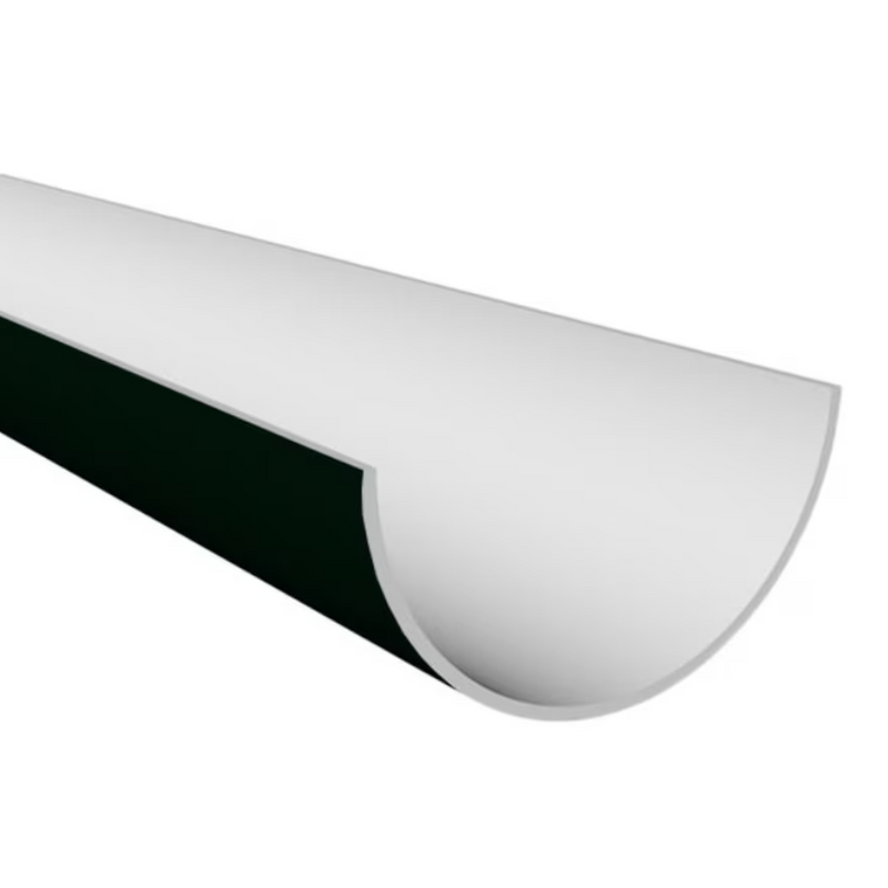 An image of a Black Freefoam Freeflow 112mm Half Round Style Plastic Guttering in 4m Lengths by NBP