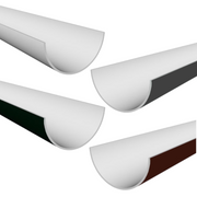 An image of the different colours of Freefoam Freeflow 112mm Half Round Style Plastic Guttering in 4m Lengths by NBP