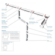 An image showing all of the different parts that make up a Freefoam Freeflow 114mm Square Guttering System.