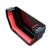 An image of a Black Freefoam Freeflow 114mm Square Gutter External Stop End by NBP
