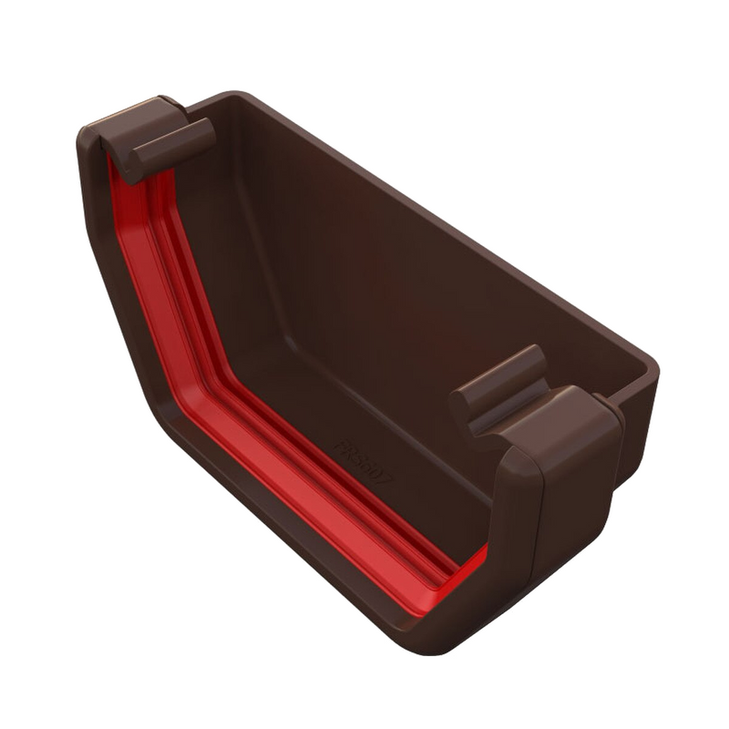 An image of a Brown Freefoam Freeflow 114mm Square Gutter External Stop End by NBP