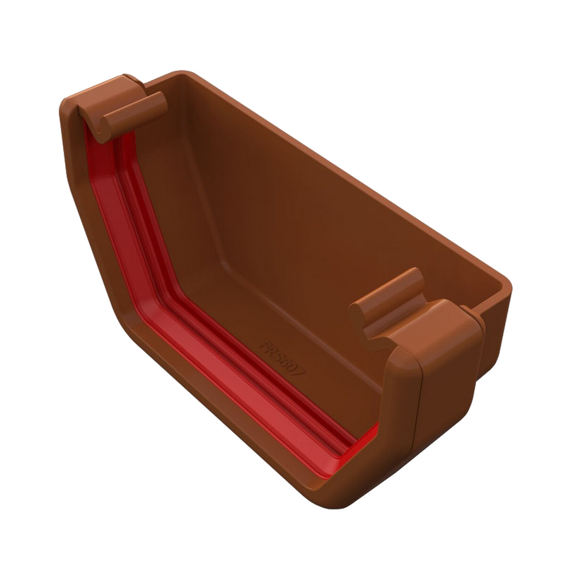 An image of a Caramel Freefoam Freeflow 114mm Square Gutter External Stop End by NBP