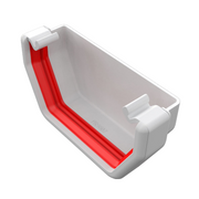 An image of a White Freefoam Freeflow 114mm Square Gutter External Stop End by NBP
