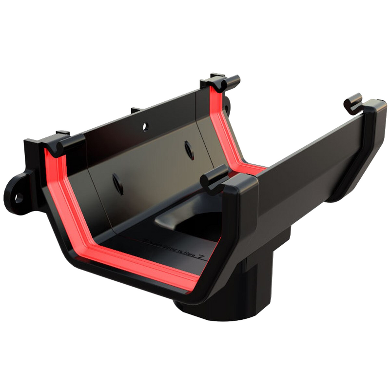 An image showing a Black Freefoam Freeflow 114mm Square Running Outlets by NBP.