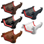An image showing the different colours of Freefoam Freeflow 114mm Square Running Outlets by NBP.