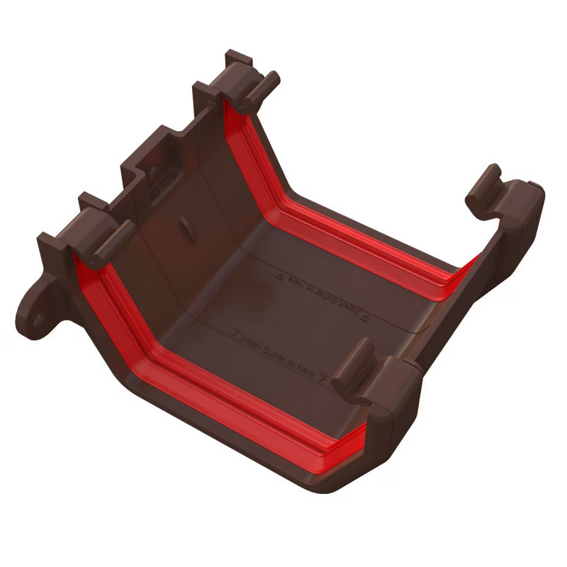 An image showing a Brown Freefoam Freeflow 114mm Square Gutter Union by NBP.