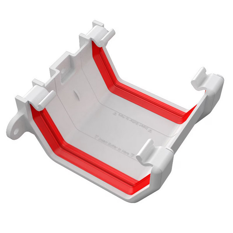An image showing a White Freefoam Freeflow 114mm Square Gutter Union by NBP.
