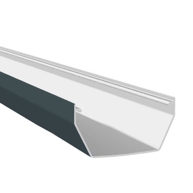 An image of an Anthracite Grey Freefoam Freeflow 114mm Square Style Plastic Guttering in 4m Lengths by NBP