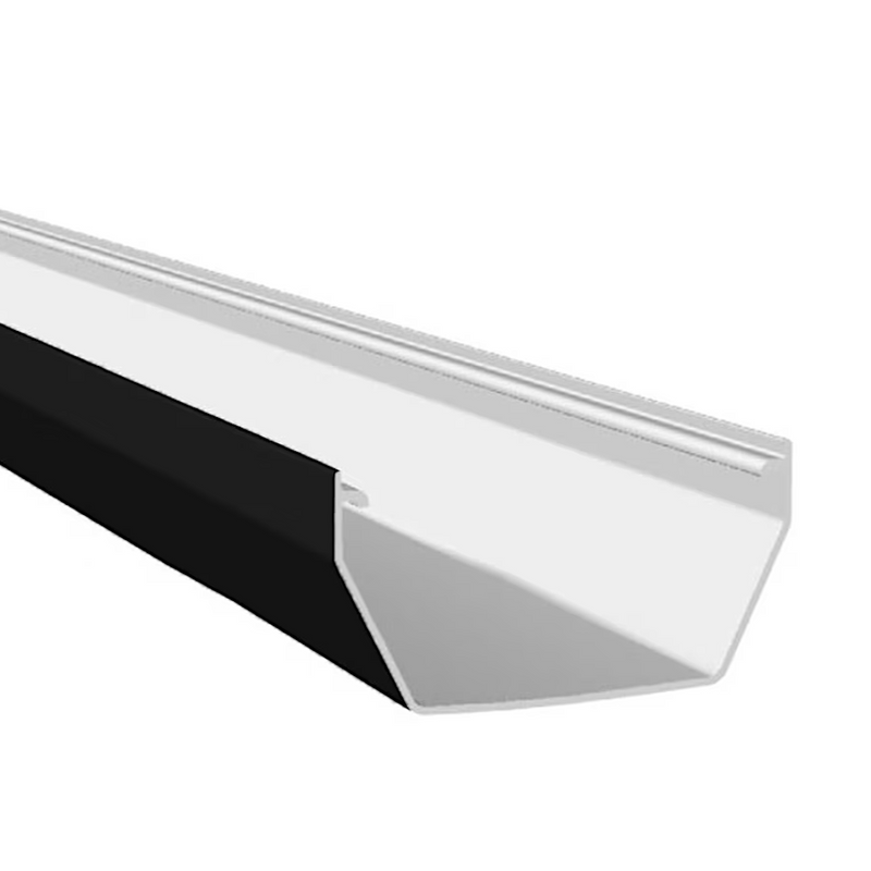 An image of a Black Freefoam Freeflow 114mm Square Style Plastic Guttering in 4m Lengths by NBP